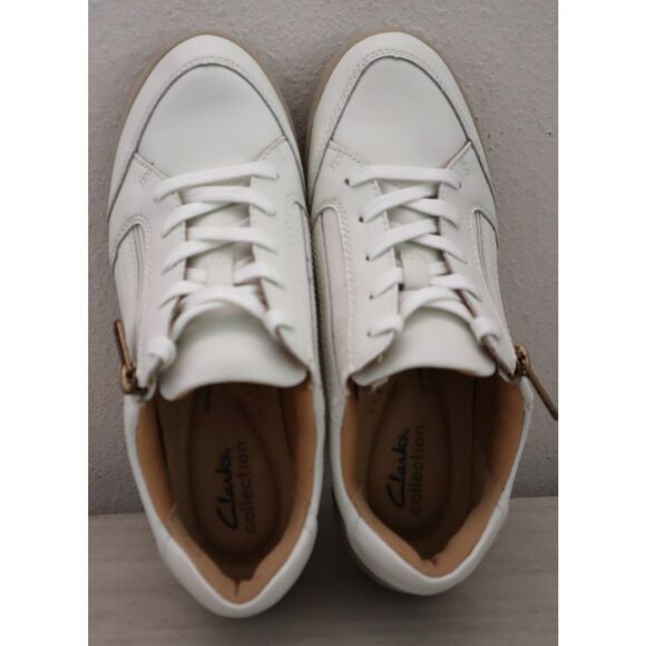 Clarks 26184080 Women Sz 7M Off-White Leather Bryianne Bayla Round Toe Shoes - Picture 2 of 12